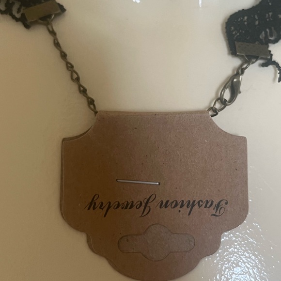 Black Embroidered Lace Chocker Necklace - Picture 3 of 3